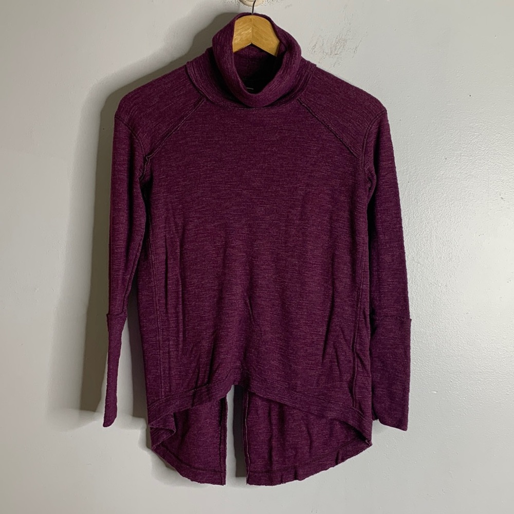 Free people xs purple cowl‎ neck open back long sleeve top